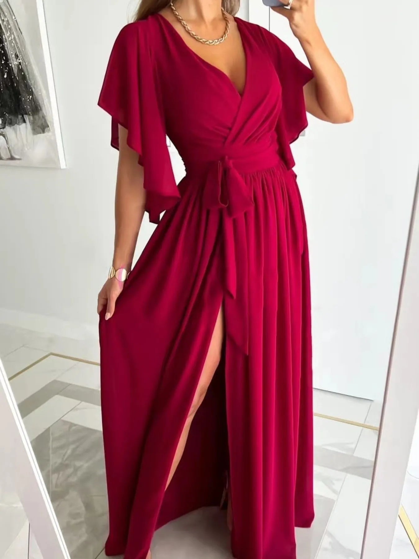 Effortlessly Elegant Flutter Wrap Maxi Dress