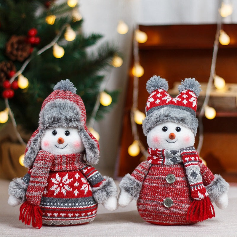 Doll Lei Feng Hat Scarf Snowman Doll Window Display Cute Christmas Snowman Cloth Doll