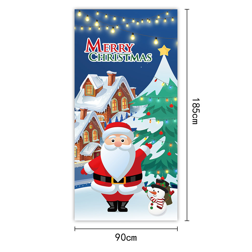 New Christmas Door Curtains, Flags, Outdoor Photography, Santa Claus and Puppies, Background Decoration, Hanging Cloth