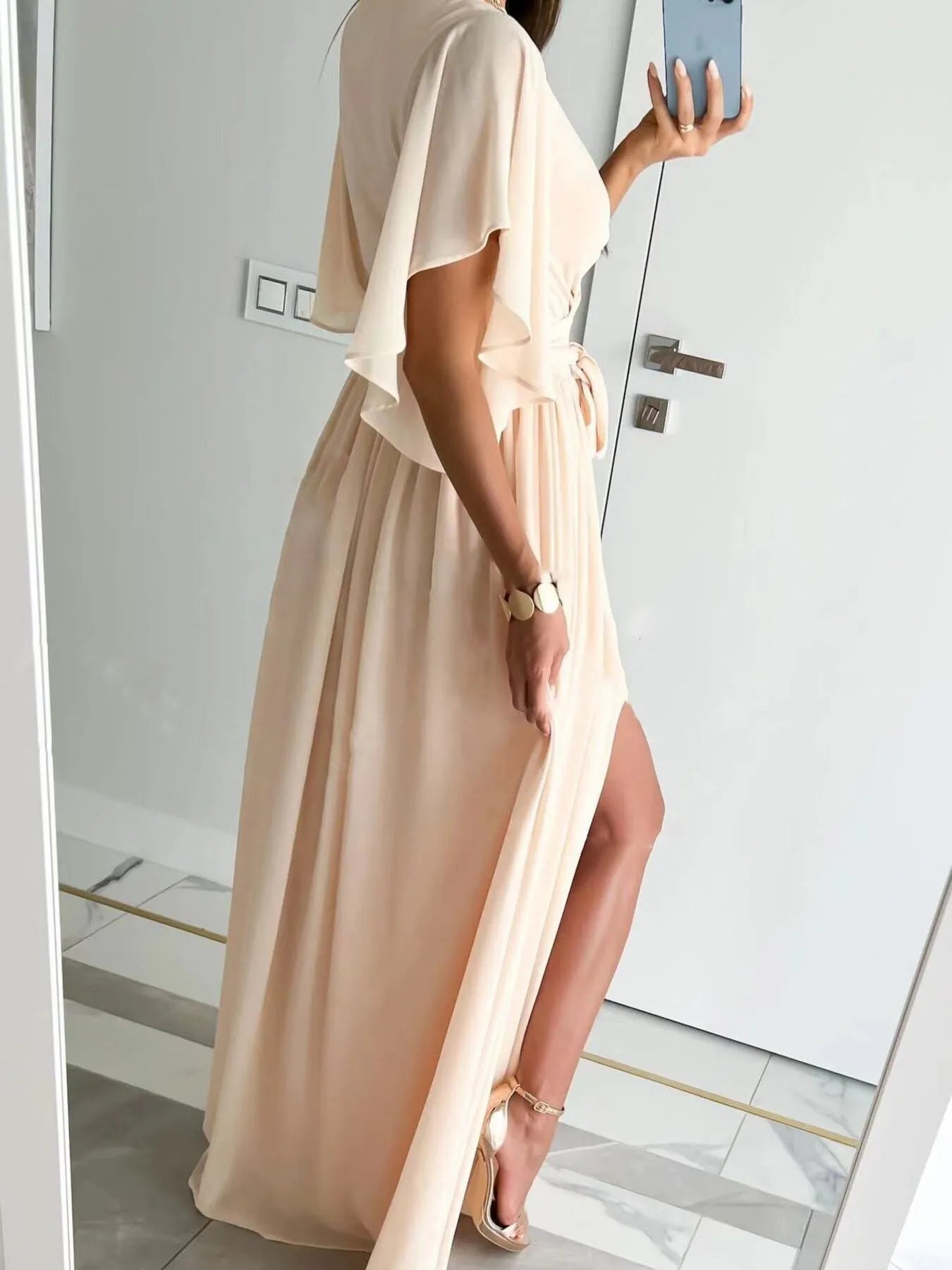 Effortlessly Elegant Flutter Wrap Maxi Dress