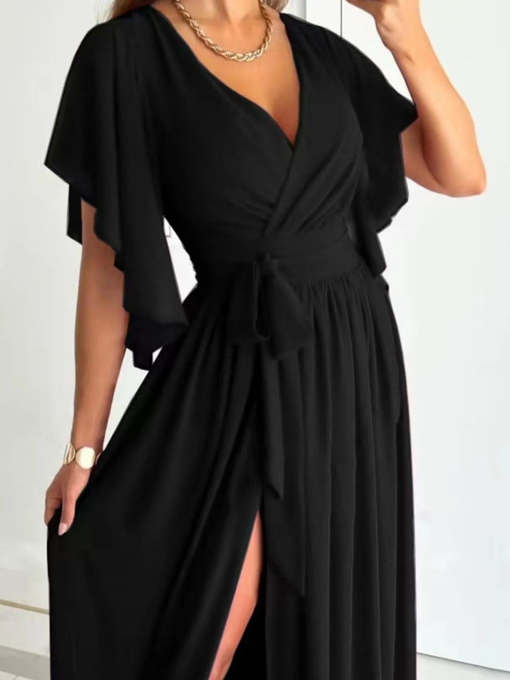 Effortlessly Elegant Flutter Wrap Maxi Dress
