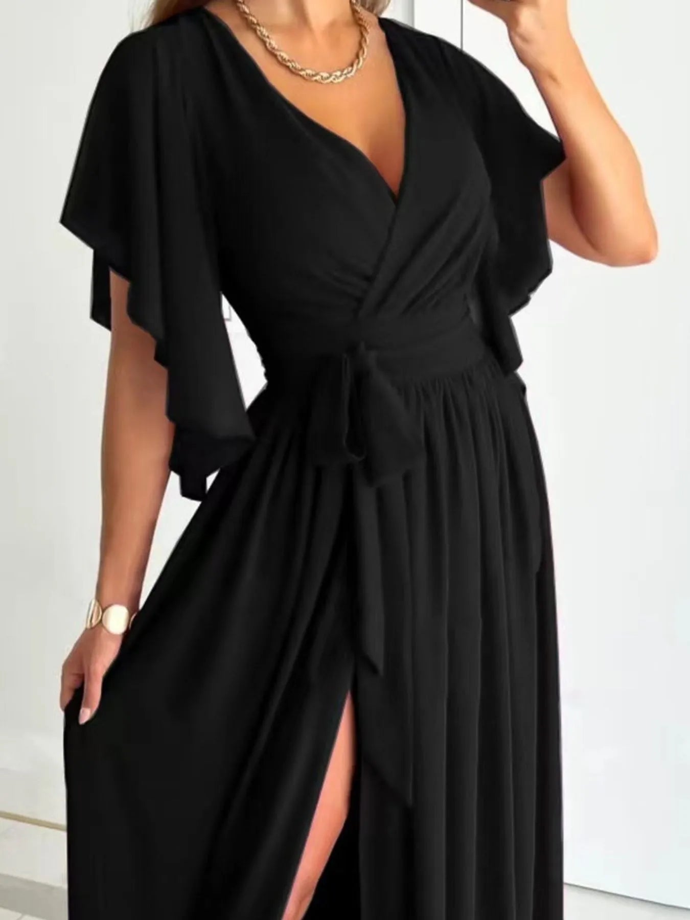 Effortlessly Elegant Flutter Wrap Maxi Dress