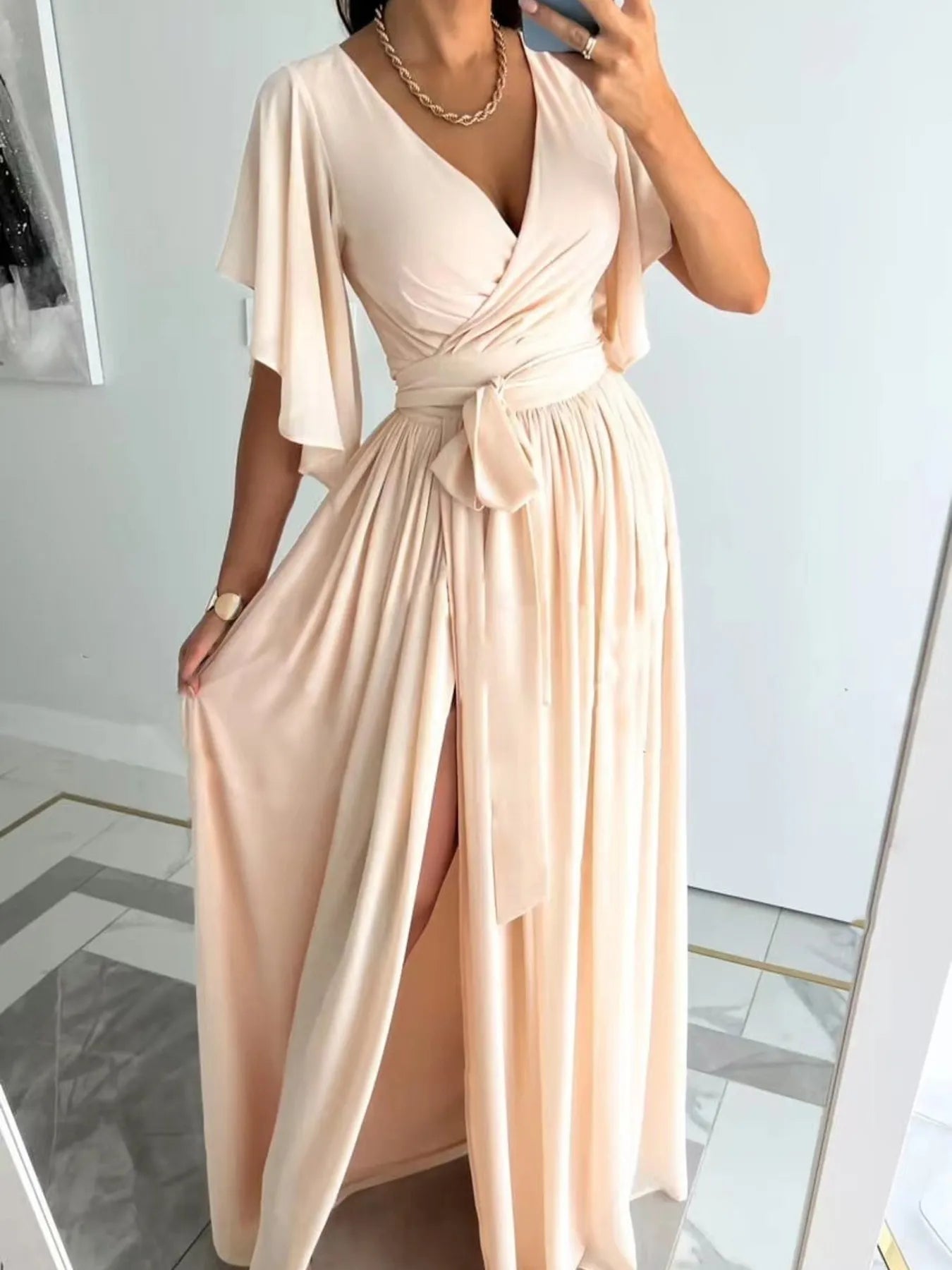 Effortlessly Elegant Flutter Wrap Maxi Dress