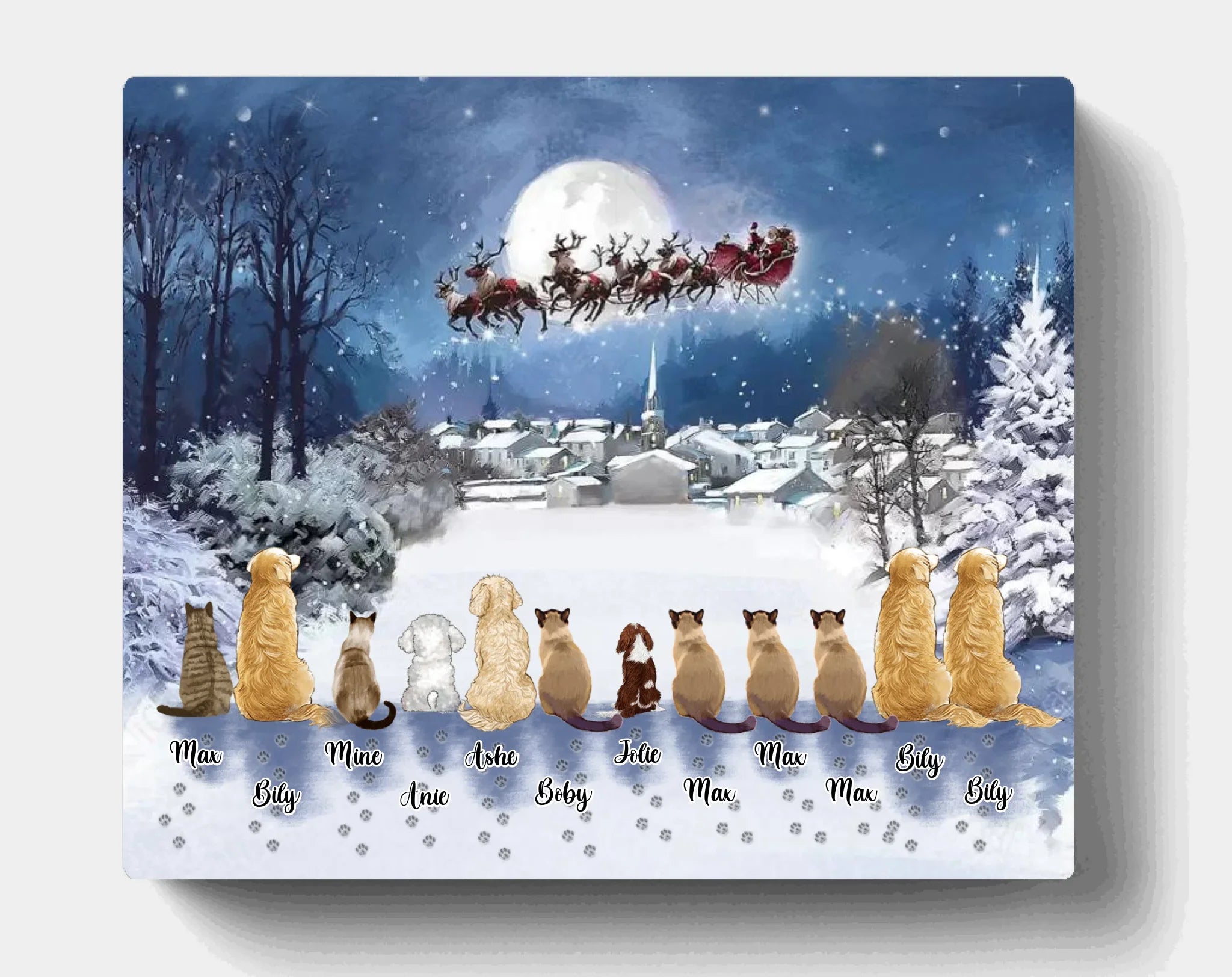 Custom Personalized Christmas Pet Horizontal Canvas - Up to 12 Pets - Best Gift For Christmas And Dog Lovers/Cat Lovers - TT1FV8