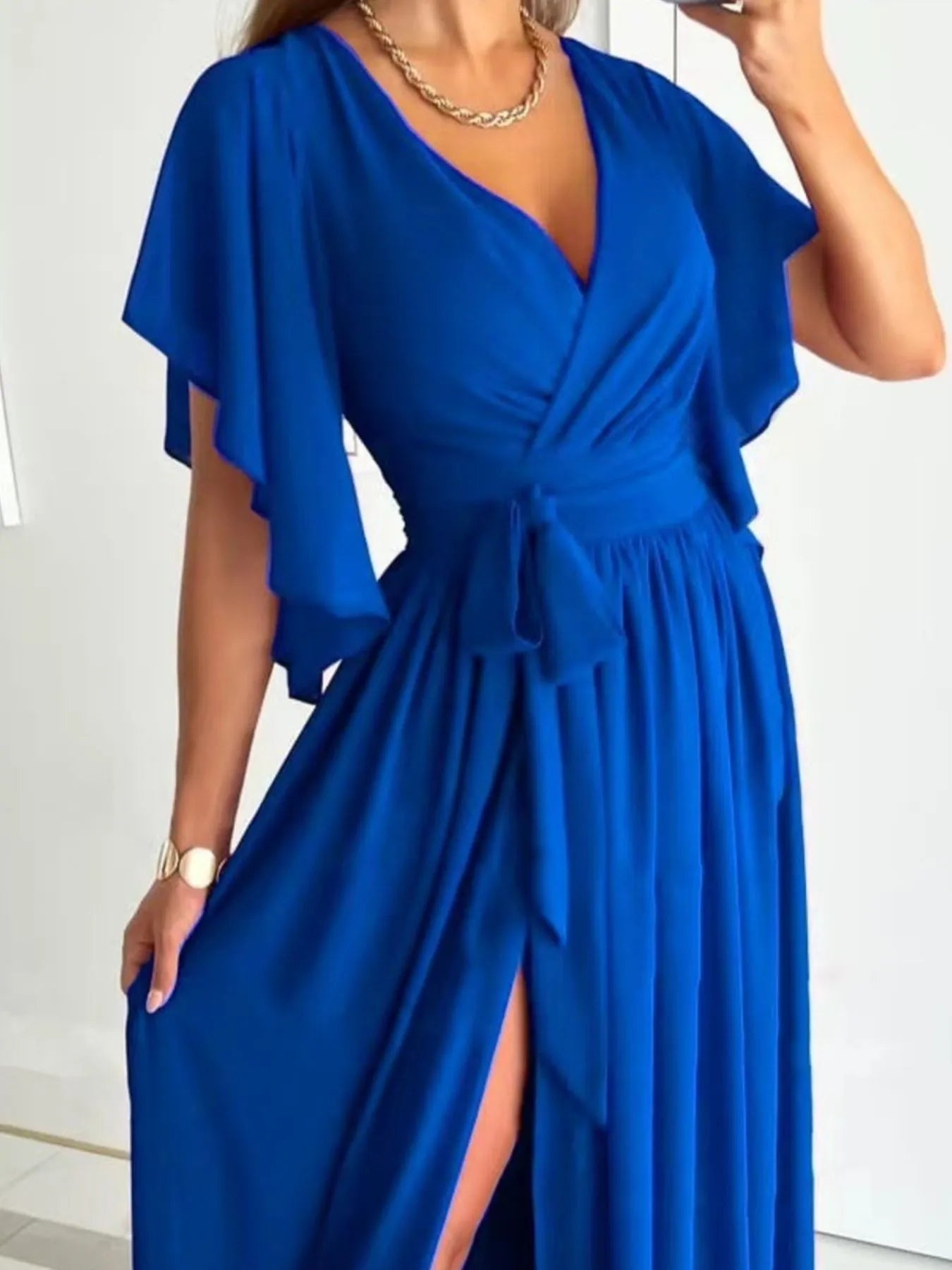 Effortlessly Elegant Flutter Wrap Maxi Dress