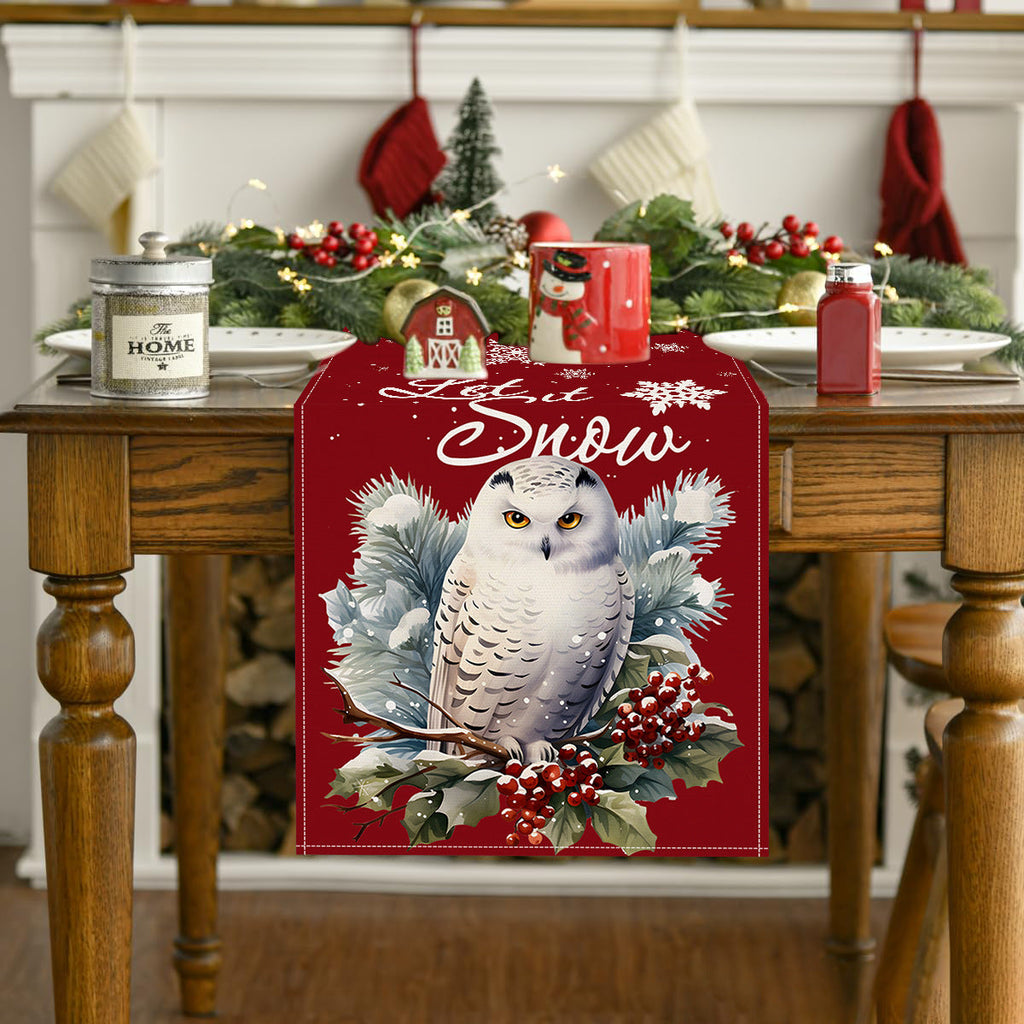 Owl Linen Table Flag Christmas Day Table Decoration Tablecloth Kitchen Restaurant Tablecloth Tea Table Cloth