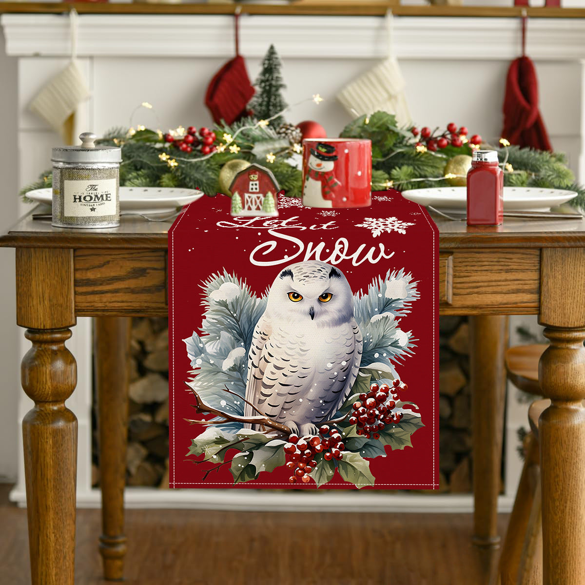 Owl Linen Table Flag Christmas Day Table Decoration Tablecloth Kitchen Restaurant Tablecloth Tea Table Cloth