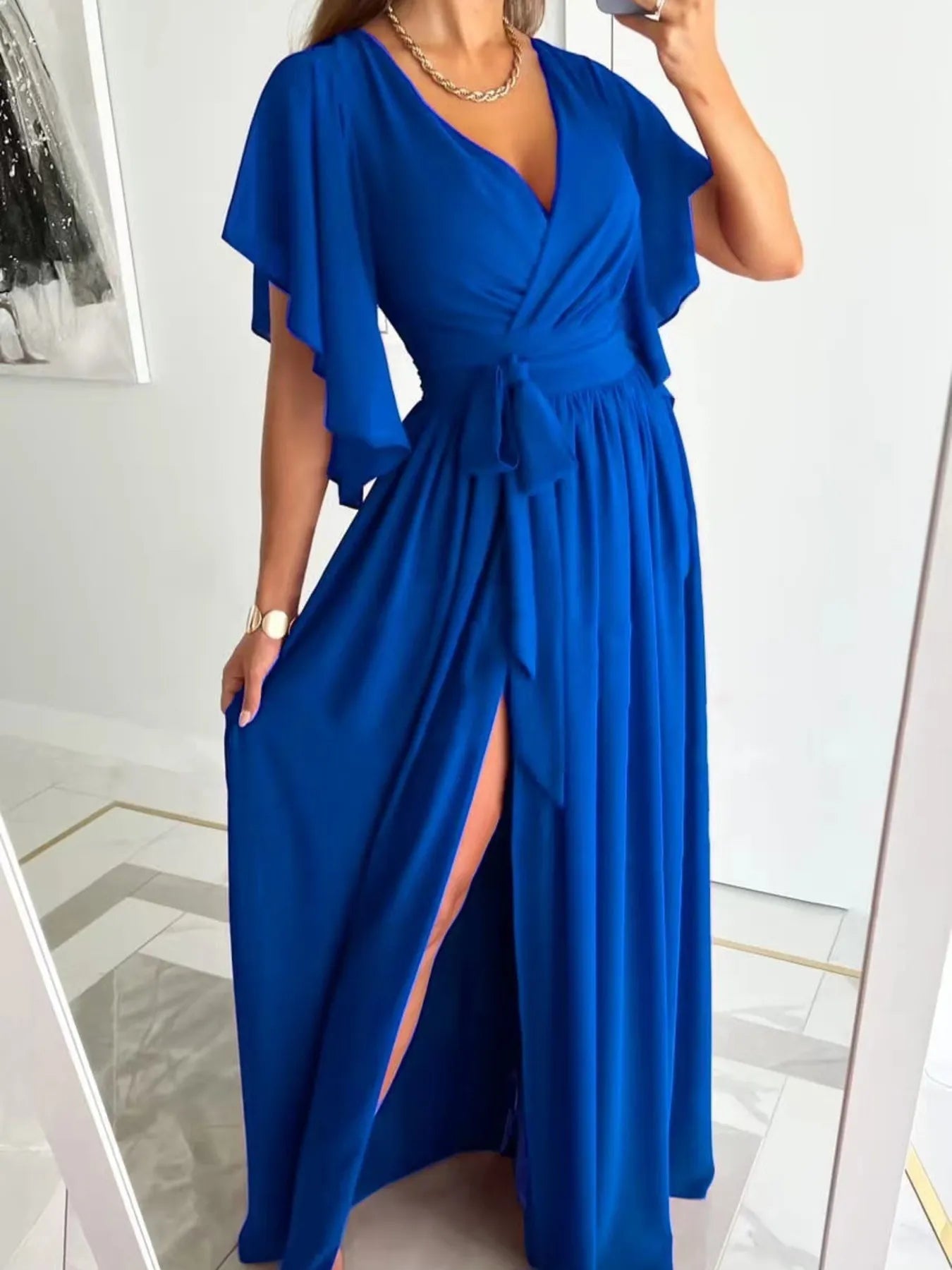 Effortlessly Elegant Flutter Wrap Maxi Dress