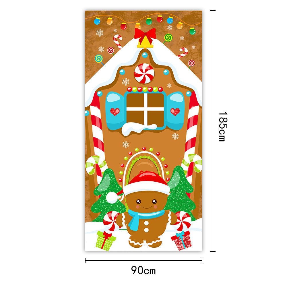 New Christmas Door Curtains, Flags, Outdoor Photography, Santa Claus and Puppies, Background Decoration, Hanging Cloth