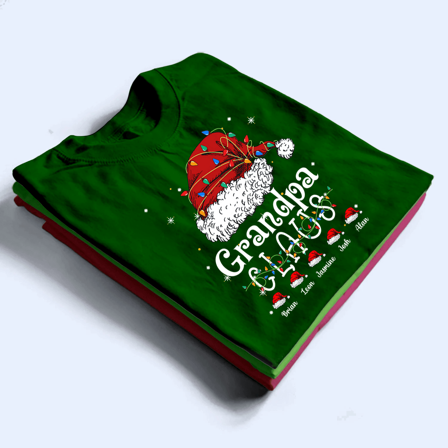 Up to 16 Kids - Claus Funny Family Christmas - Personalized Custom T Shirt - Birthday, Loving, Funny Gift for Grandpa/Granddad/Grandfather