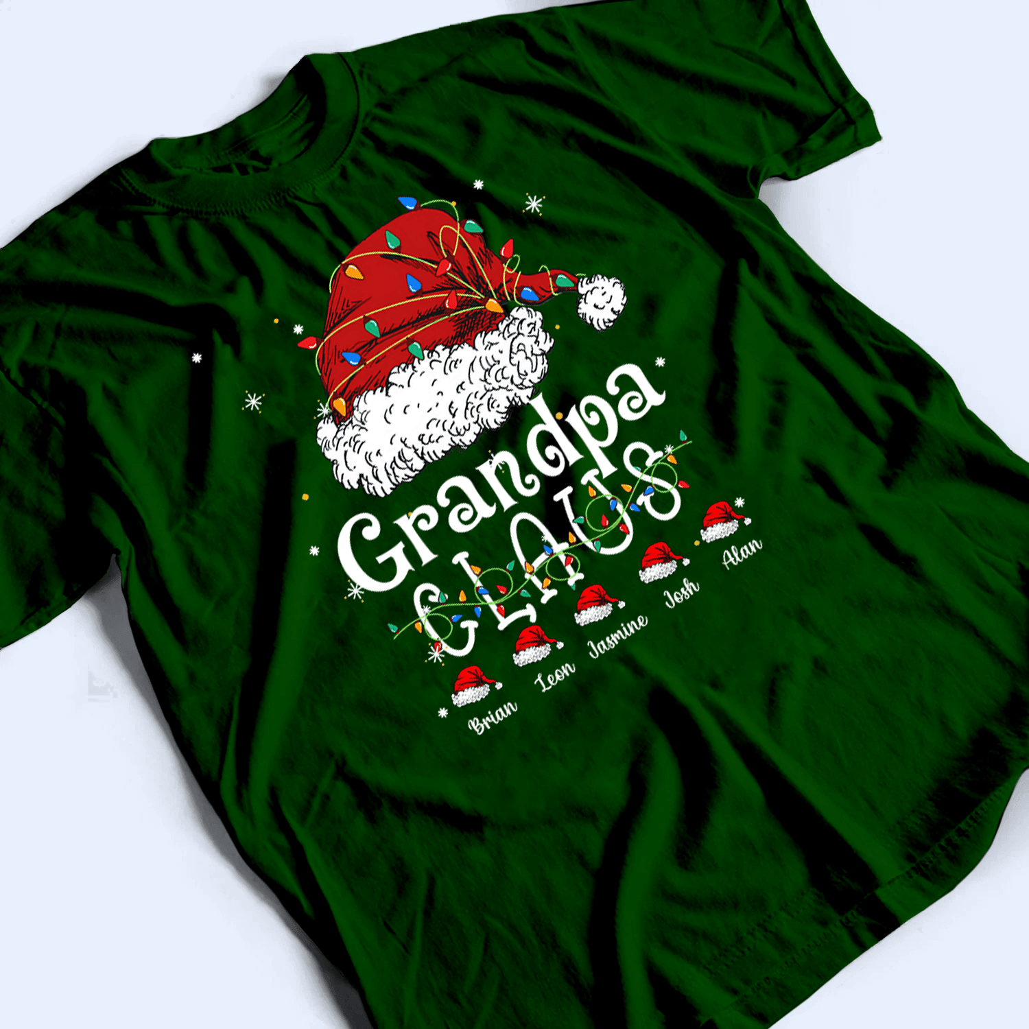 Up to 16 Kids - Claus Funny Family Christmas - Personalized Custom T Shirt - Birthday, Loving, Funny Gift for Grandpa/Granddad/Grandfather
