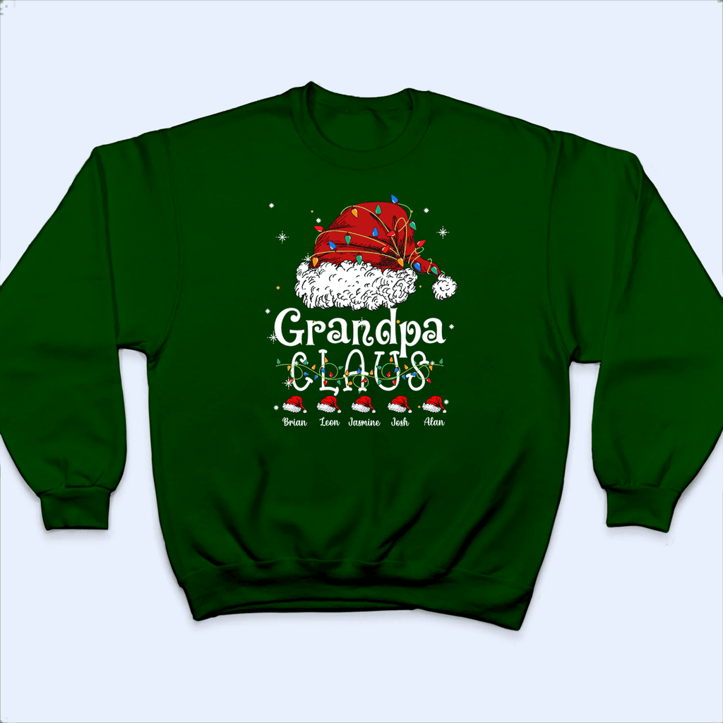 Up to 16 Kids - Claus Funny Family Christmas - Personalized Custom T Shirt - Birthday, Loving, Funny Gift for Grandpa/Granddad/Grandfather