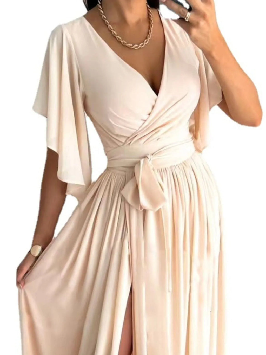 Effortlessly Elegant Flutter Wrap Maxi Dress