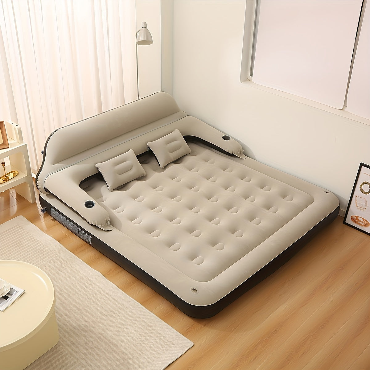 Inflatable Air Mattress with Headboard & Pillows